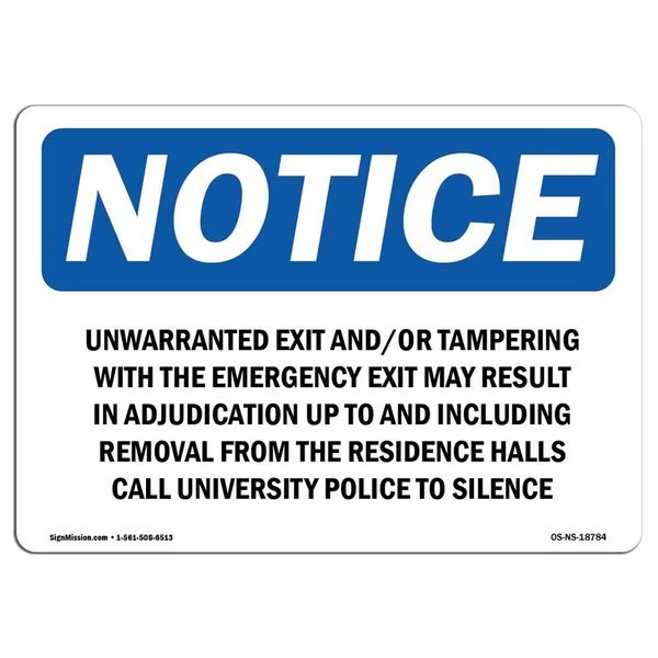 OSHA Sign, Unwarranted Exit And Or Tampering With The, 5in X 3.5in Decal, 3.5